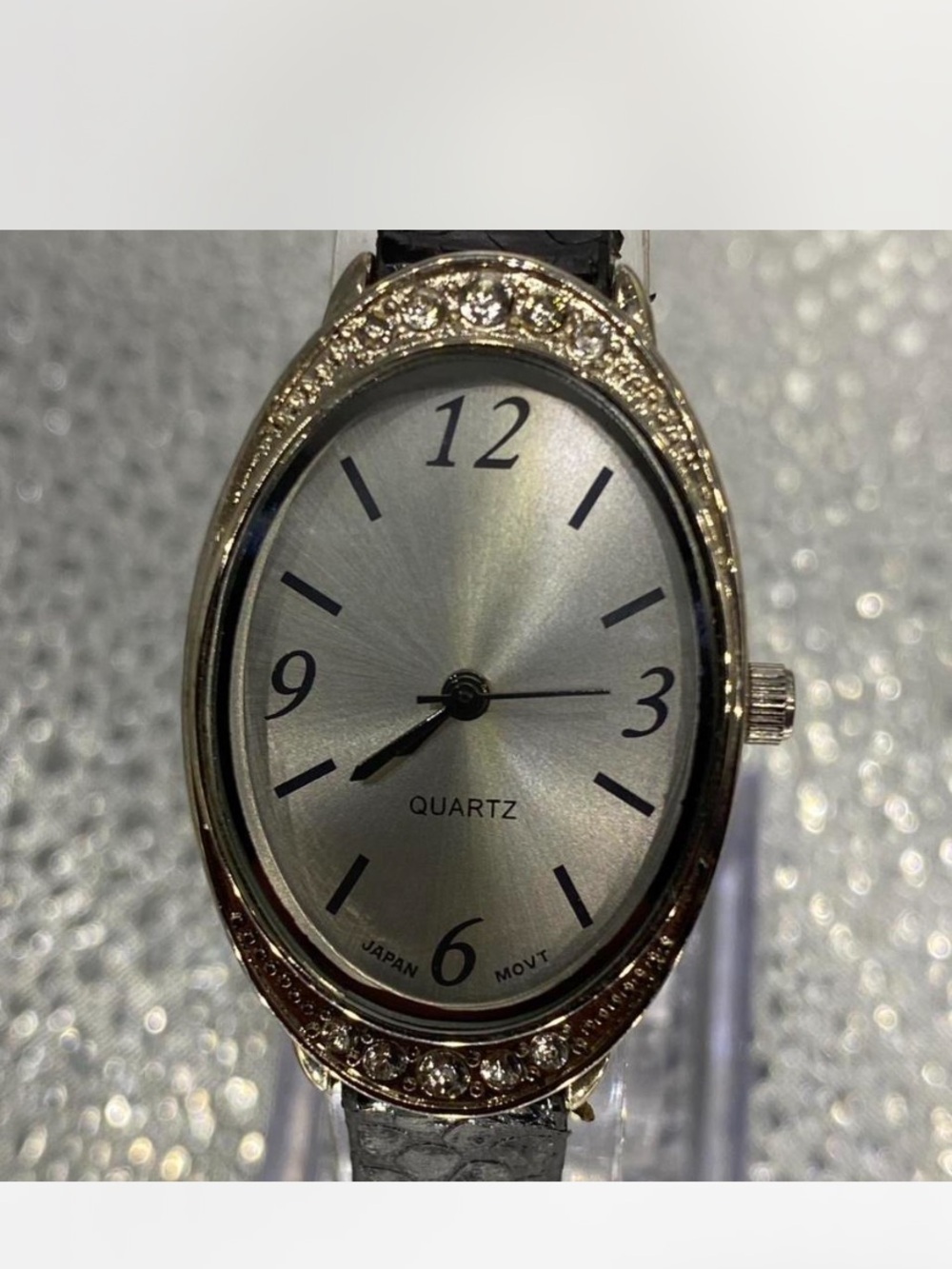 *** Iced ^^^  Women's “ Oval Silver Dial Quartz Watch \  Crystal Accents ^*^